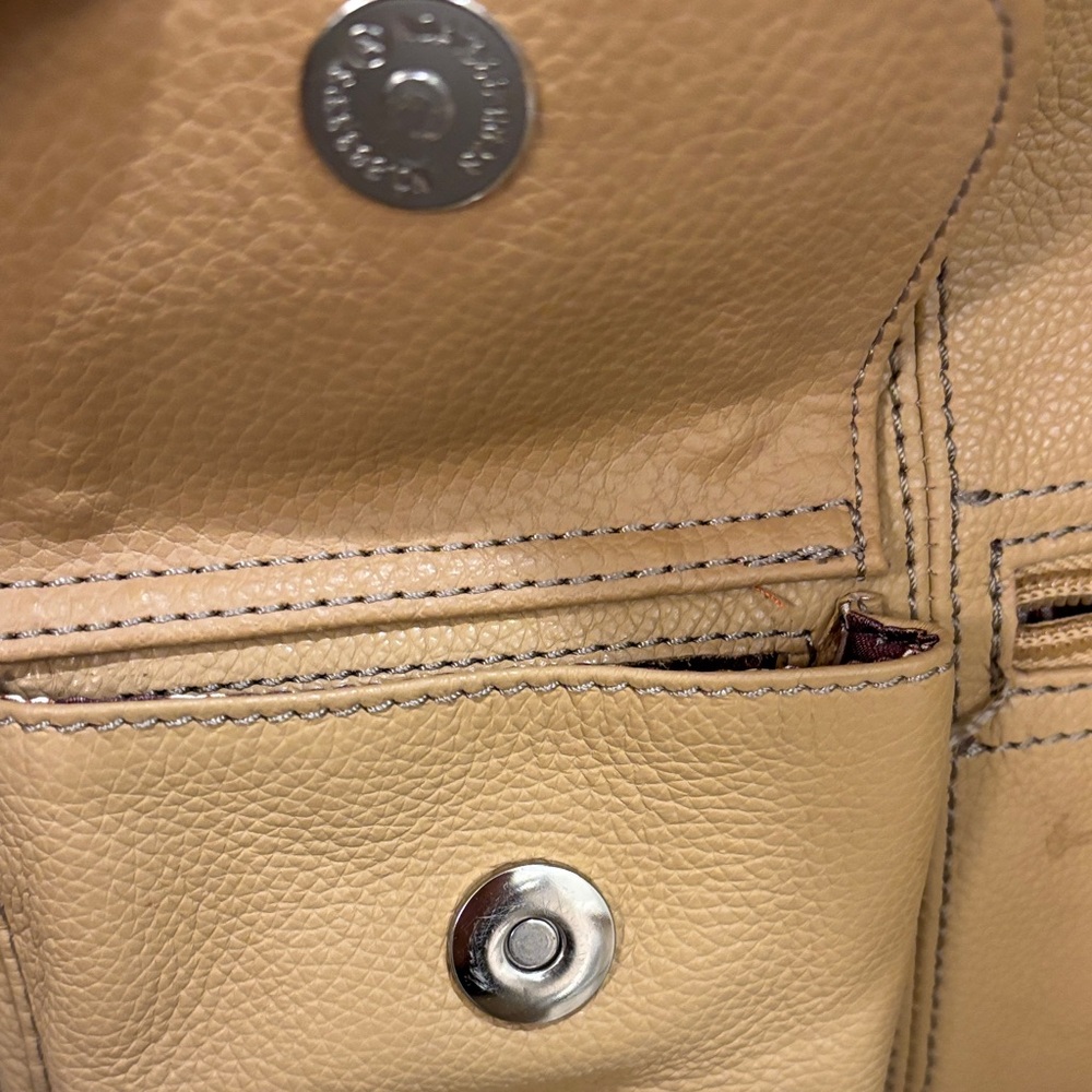Tiganello Tan Leather Crossbody Bag with Built in Wallet and Multi- Organization - Picture 6 of 7